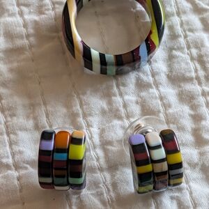 Colorful Striped Bracelet and Earring Set